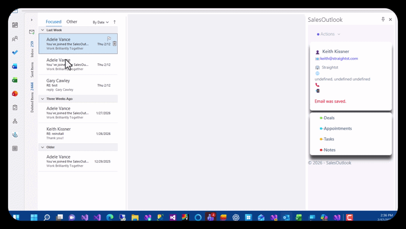 CRM Embedded in Outlook